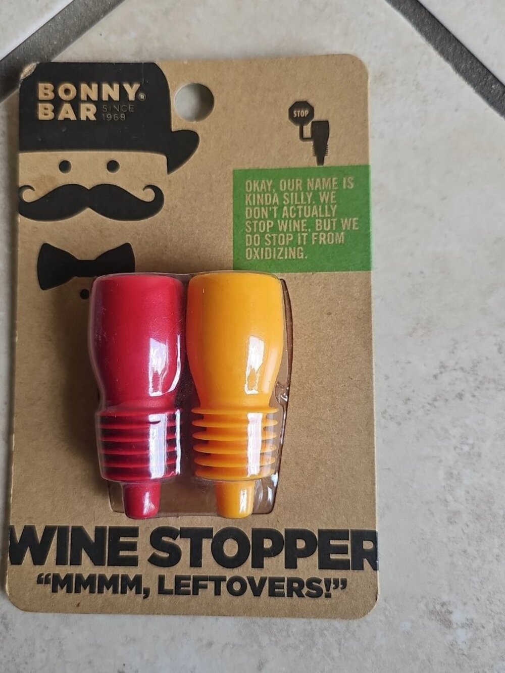 Bony Bar Silicone Wine Stoppers -2 Pack